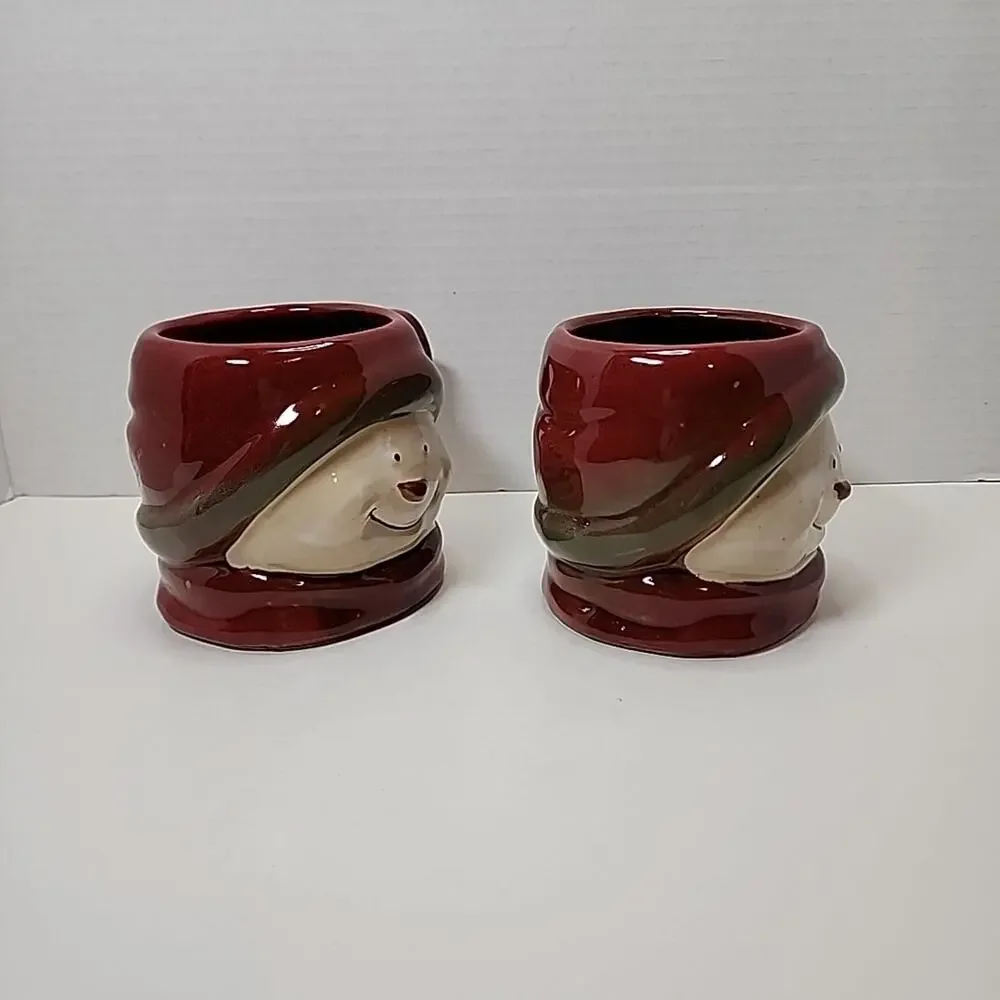 Snowman Holiday Cocoa Mug Target 2010 Stoneware Ceramic 16 oz Coffee, Tea Qty 2